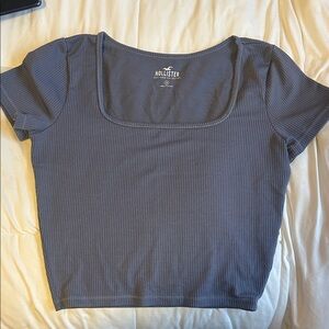 Hollister Women's Charcoal/Navy Ribbed Crop Top